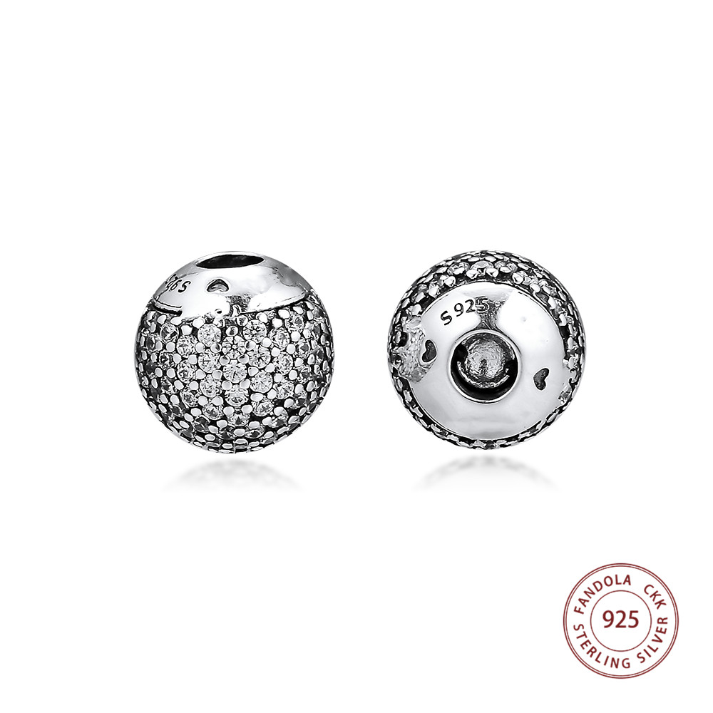 100% 925 Sterling Zilveren Open Bangle Caps Bead Fit Bedels Zilver 925 Originele Bangle Clear CZ Kralen Sieraden Maken