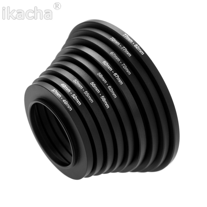 8pcs 49-52 52-55 55-58 58-62 62-67 67-72 72-77 77-82mm Metal Camera Lens Filter Adapter Ring Thread Male to Female Step Up