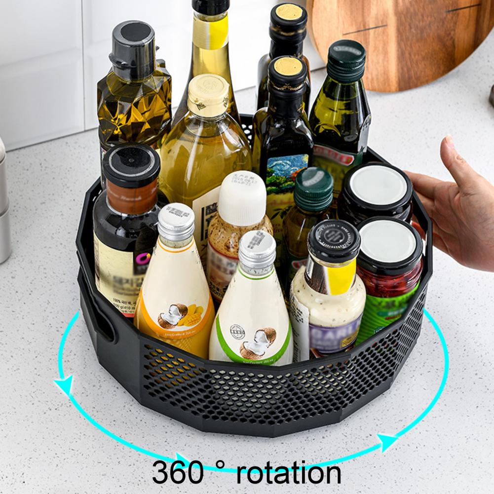 Kitchen Spice Rack 360 Degree Rotating Condiment Storage Large Capacity Versatile Plastic Multi-Functional Cosmetics Organizer