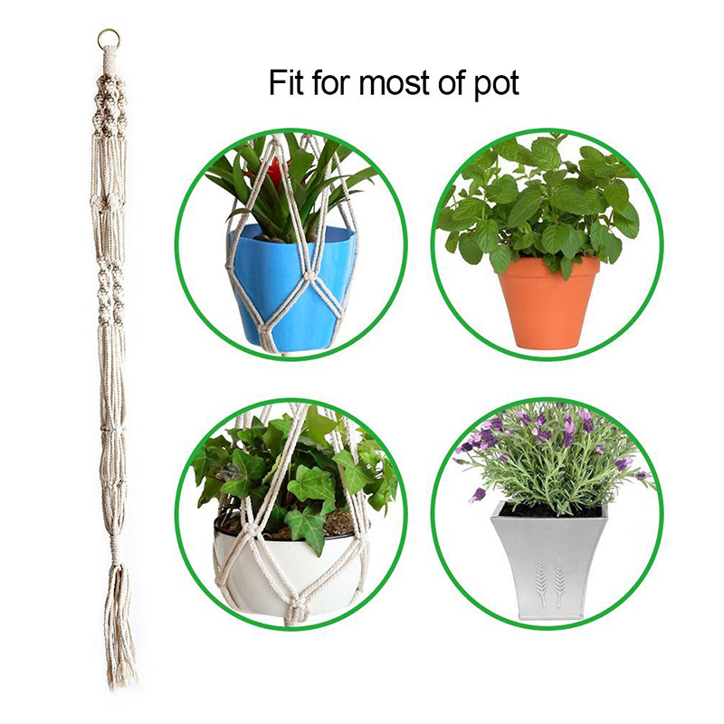 Plant Hanger Flower Pot Holder Net Bag Plant Greening Woven Hanging Basket With Tassels Designs For Indoor Outdoor Garden Office