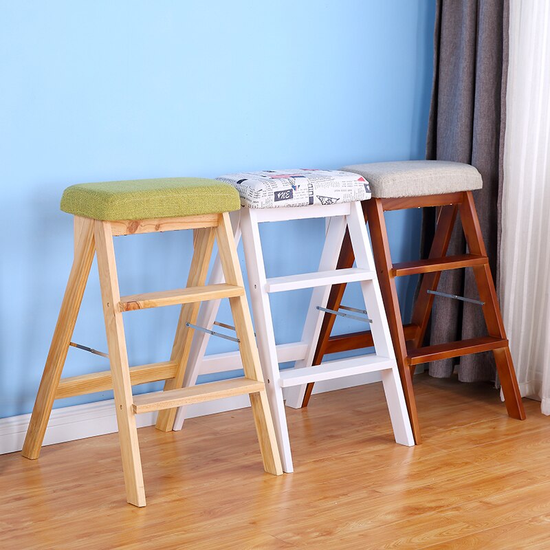 Kjøkken folding krakk tre enkel multifunksjonell stige stol bærbar hjemmebenk minimalistisk moderne