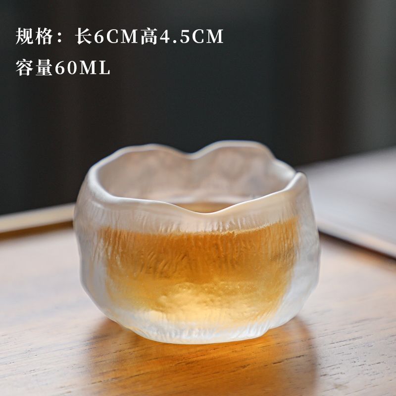 Heat-resistant Coloured Glaze Glass Cup Tea Cup Chinese Kung Fu Teacup Frosted Master Cup with Saucer Cloudy Household Small Cup: 04 Clouds
