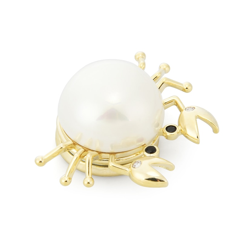 Wuli&baby Magnet Crab Brooches Cute Lovely Pearl Crab Animal Collar Brooch Pins