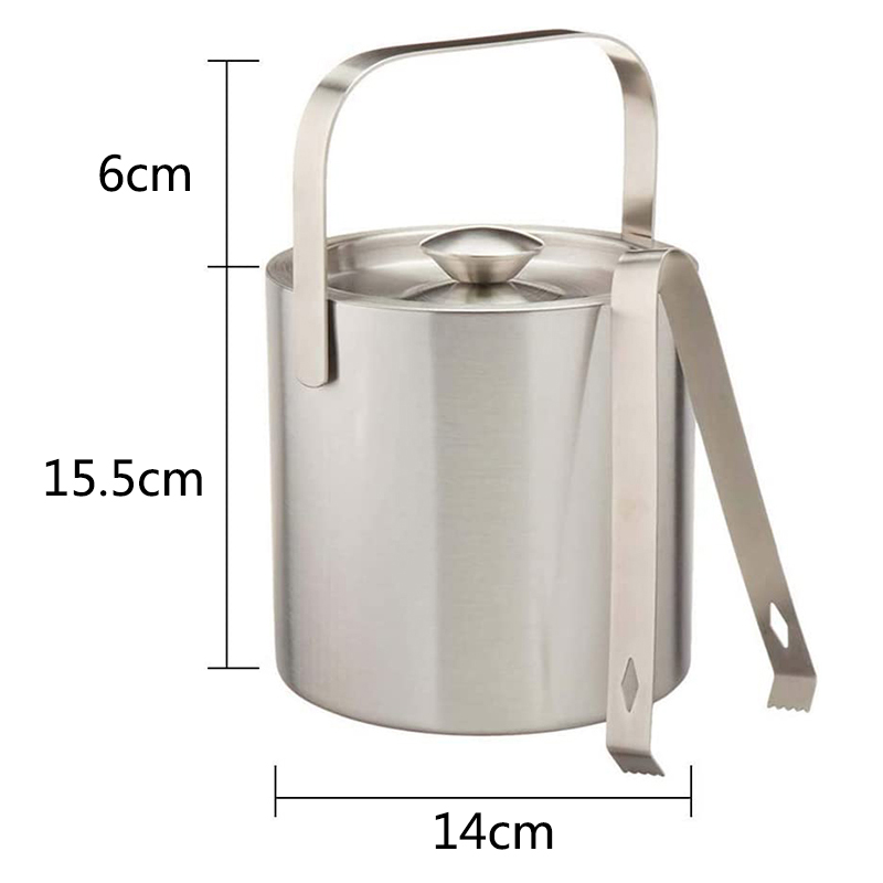 Goalone 1.3l ishink i rostfritt stål bärbar dubbelväggisolerad hink med lock istång hotellchampagne dryckeshink