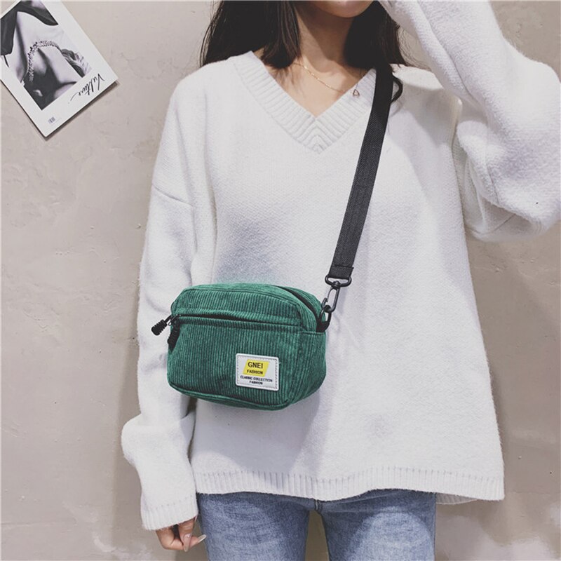 Women Shoulder Bag Female Small Corduroy Cross Body Bags Ladies Sports Sac Purse Shell Mobile Phone Bag Bolsos Mujer