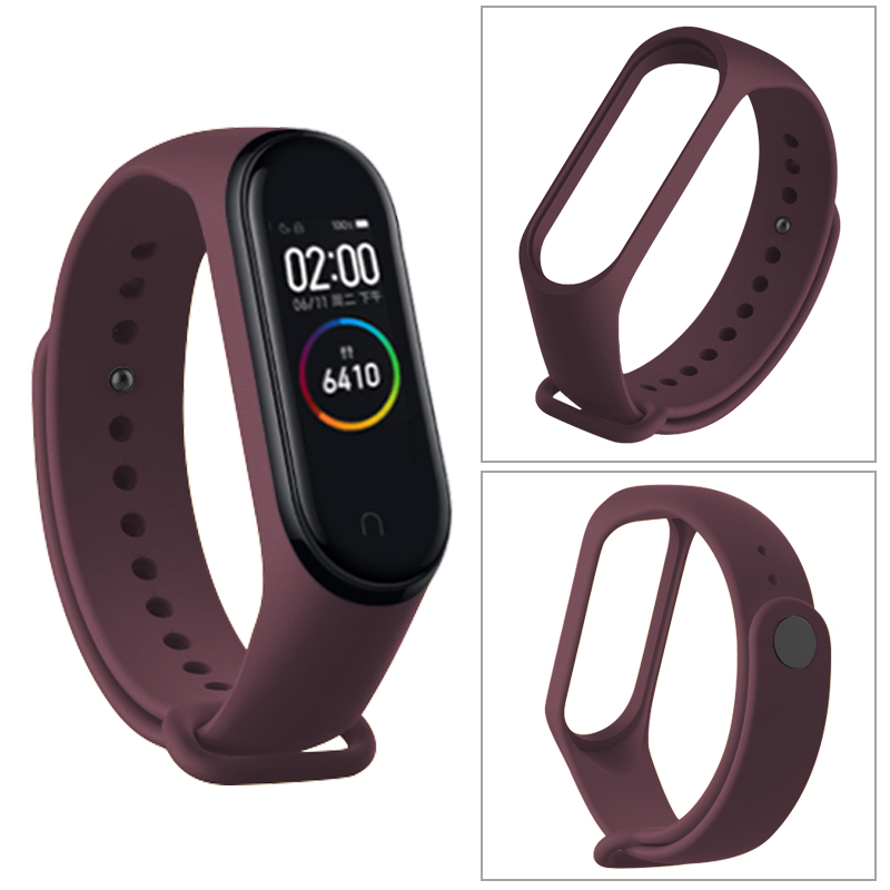Strap For Xiaomi Mi Band 4 Strap Band 4 Wristband Strap Pink Wine Red Silicone Bracelet Xiomi Miband 4 3 Band4 Protector Film