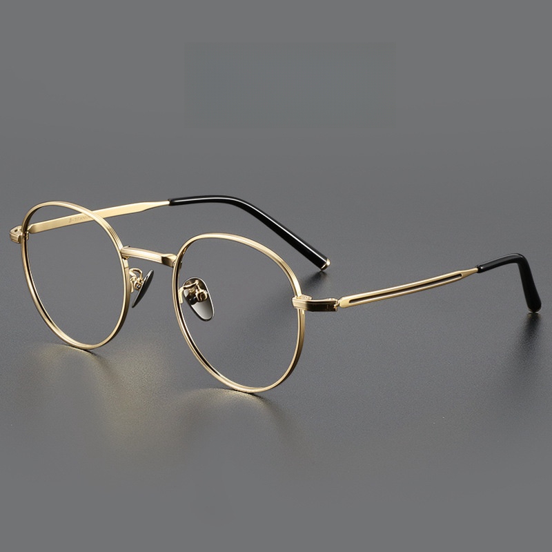 Gafas de FIRADA, gafas redondas Retro de titanio puro, gafas graduadas ópticas cómodas, montura para hombres y mujeres 1820-C: Gris