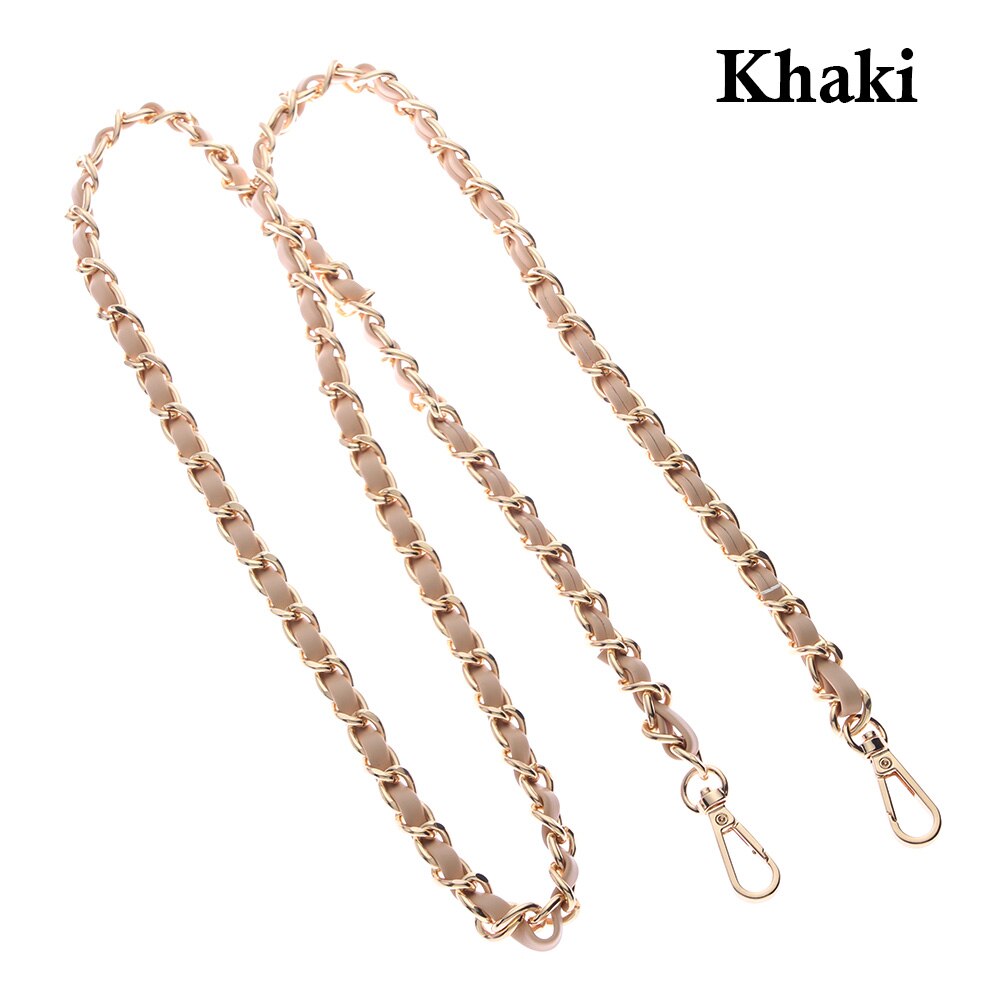 120cm Metal Chain Shoulder Bags Strap Handbag Buckle Handle DIY Strap Accessories for Bag Hardware Double Woven Iron Chain: Khaki