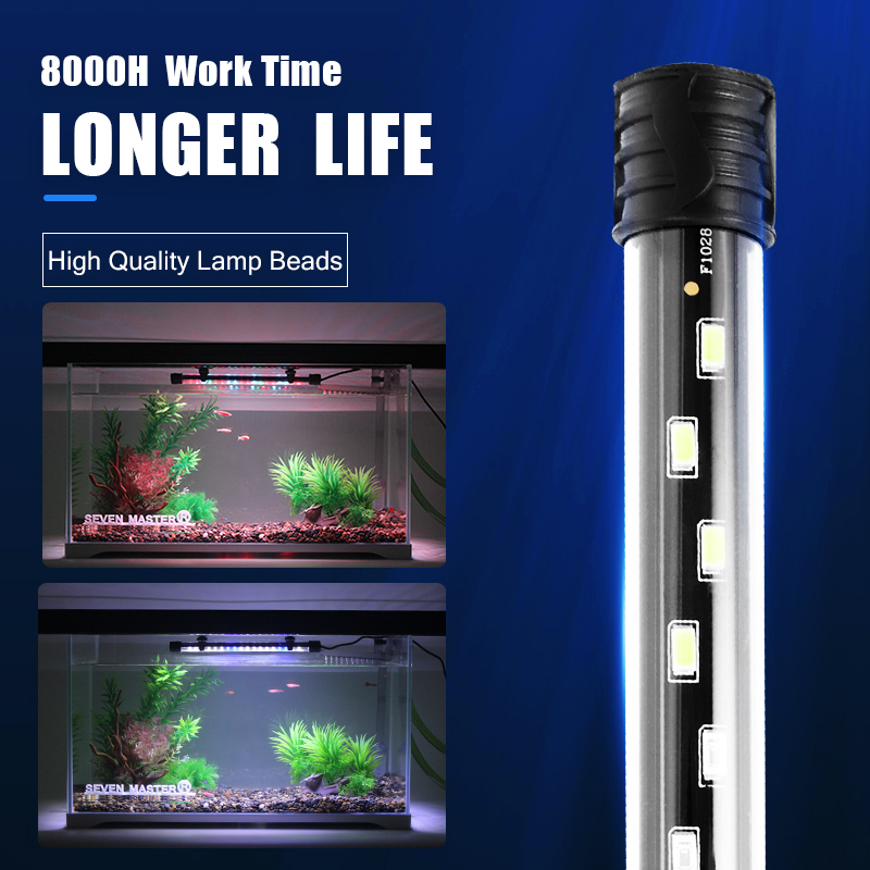Luz LED para acuario, lámpara de cultivo de plantas, luz impermeable para pecera, 18-58CM, iluminación decorativa para acuarios subacuáticos, 90-260V, 5730chip