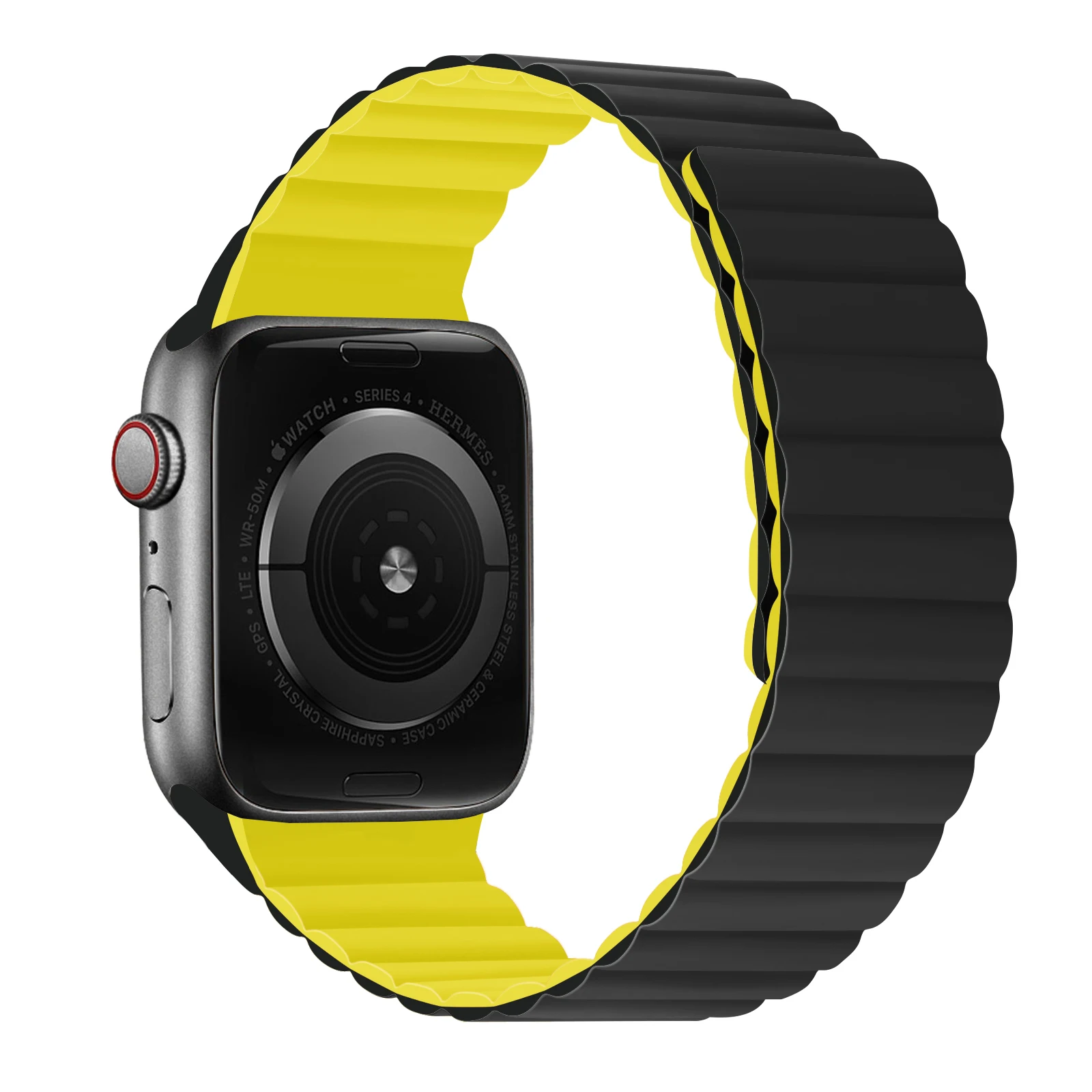 Silikon-Magnetarmband für Apfel Uhr Ultra 49 mm 6 5 4 SE 44 mm 40 mm 10 9 8 7 41 mm 42 mm 45 mm 46 mm Ersatzband iWatch Gürtel: Silber gelb / 12mm