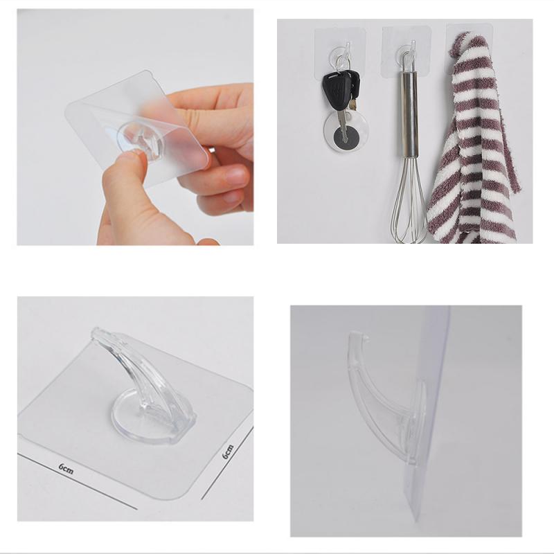 Strong Adhesive Wall Hook Kitchen Bathroom Seamless Invisible Mini Waterproof Transparent Storage Hook