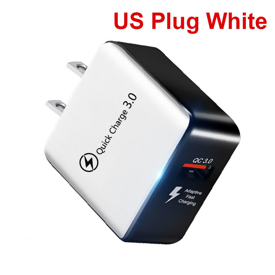 Carregador do telefone móvel carga rápida qc 3.0 4.0 18w carregamento rápido ue eua plug adaptador de parede usb carregador para iphone samsung xiaomi: White US Charger