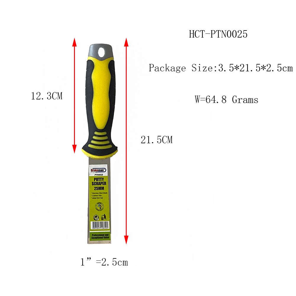 Putty Knife Stainless Steel 1'' Paint Tool Plastic Handle Plaster Shovel Filling Spatula Tang Scraper Wall Decoratio