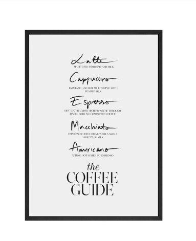 Fransk køkken kunstindretning bon appetit plakater og udskrifter minimalisme kaffe guide vægbilleder til spisestue typografi plakat: Blå / 30 x 40cm uden ramme