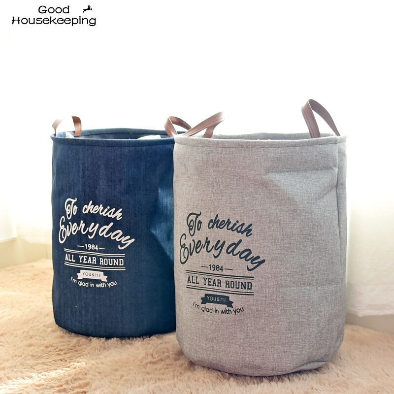 Basket Stand Laundry Basket Toy Storage Box Large Bag Cotton Washing Dirty Clothes Big Basket Organizer Bin Handle