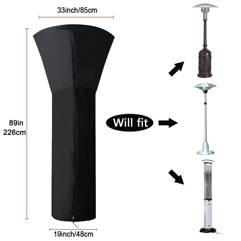 Patio Heater Cover Heavy Duty Waterproof Gas Pyramid Standup Outdoor Furniture Protector All-Purpose Covers With Zipper: D85x226cm