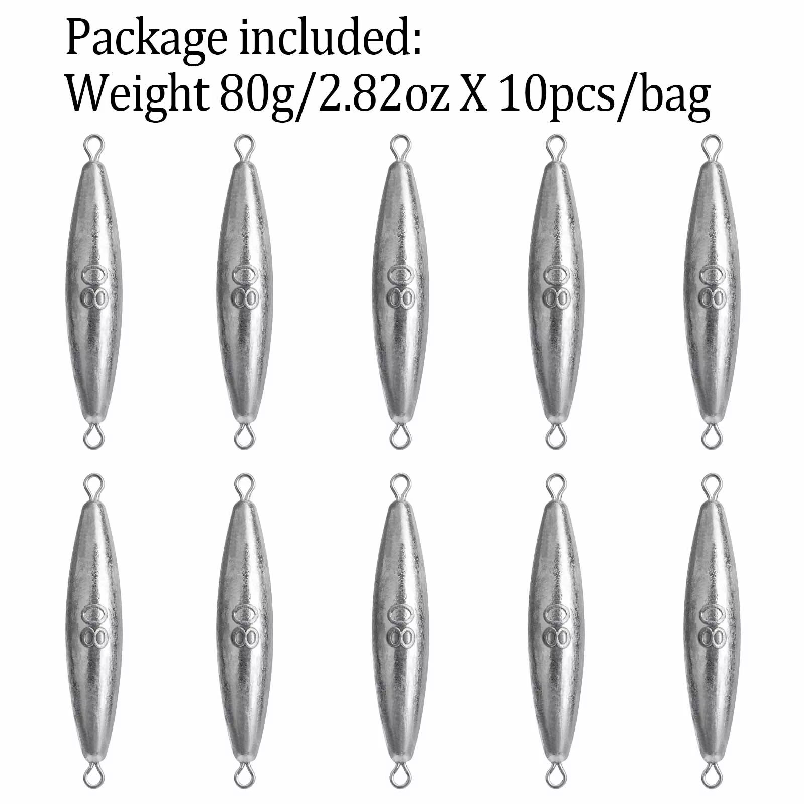 THKFISH 10pcs Fishing Weights Sinkers 30g 40g 50g 60g 70g 80g Shot Lead Sinker Bass Fishing Tackle Accessories: Yellow