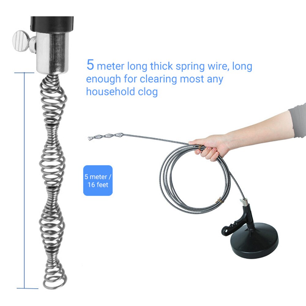 Cable Auger Plumber's Snake Flexible Steel Cable with Spool Hand Crank Shower Sink Toilet Drain Clog Plumbing Snake Pipe Cleaner