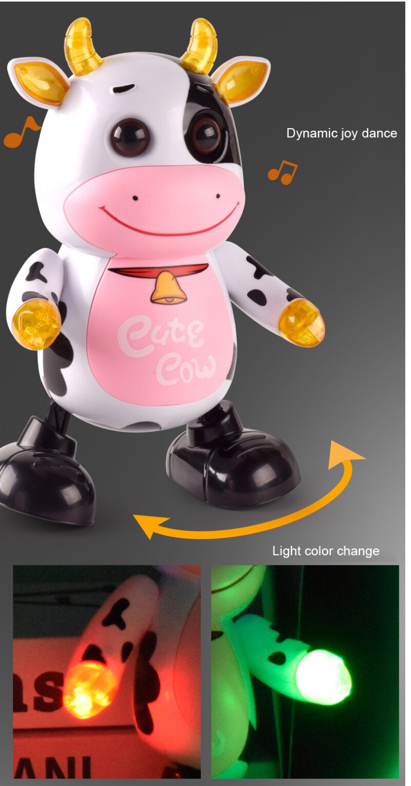 Taniec dziecko śliczna krowa elektryczny elektryczny tańczący robot dźwięk światło muzyka taniec dziecko śliczna krowa zabawka elektryczna dla dzieci chłopiec
