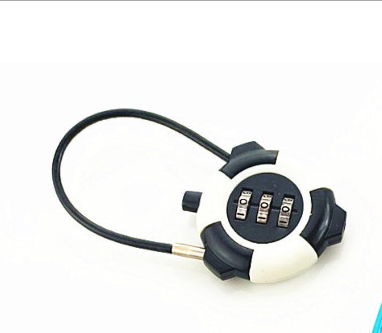 Mini Luggage Bag Zip Diary Notebook Combination Wire Rope Cable Lock Cartoon: Black