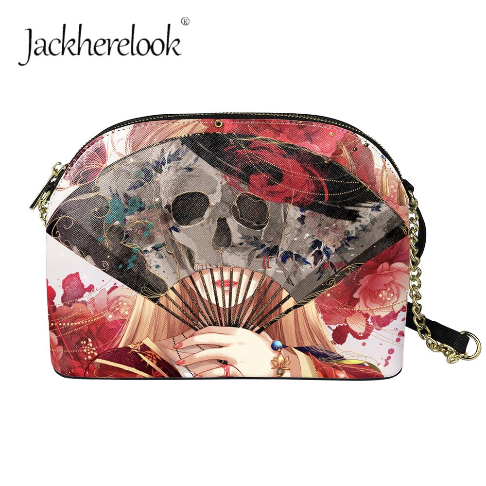 Jackherelook dames suikerschedel patroon dames rits crossbody tassen schoudertassen gothic stijl trend handtassen: Zbx 382 d 49