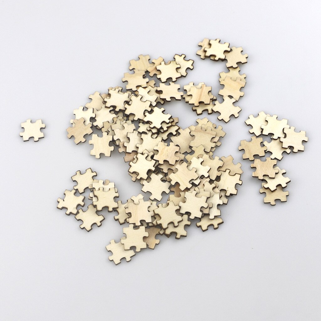 50pcs 20mm Unfinished Wooden DIY Jigsaw Puzzles Plain Puzzle Pieces Blank Puzzle Pieces for DIY Crafts, Arts, Card Making