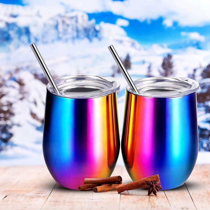 12OZ Stainless Steel Wine Glass, Double Wall Wine Glass, Heat Insulation And Leak-Proof Wine Glass