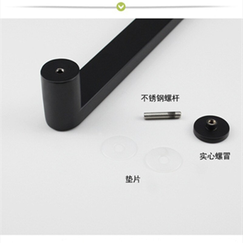 Thickened square tube black stainless steel single side shower room handle black glass sliding door handle(D-42)