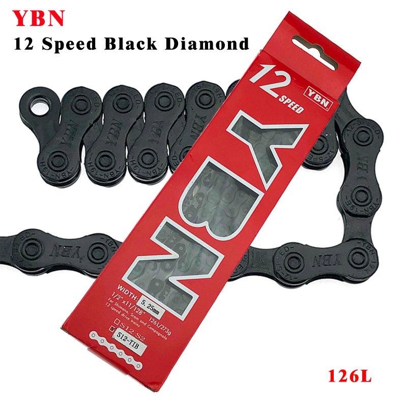 Ybn Fiets 12 Speed Ketting 126L Zwarte Diamant Mtb Weg Mountainbike Kettingen Voor Sram Shimano Campanolo Systeem