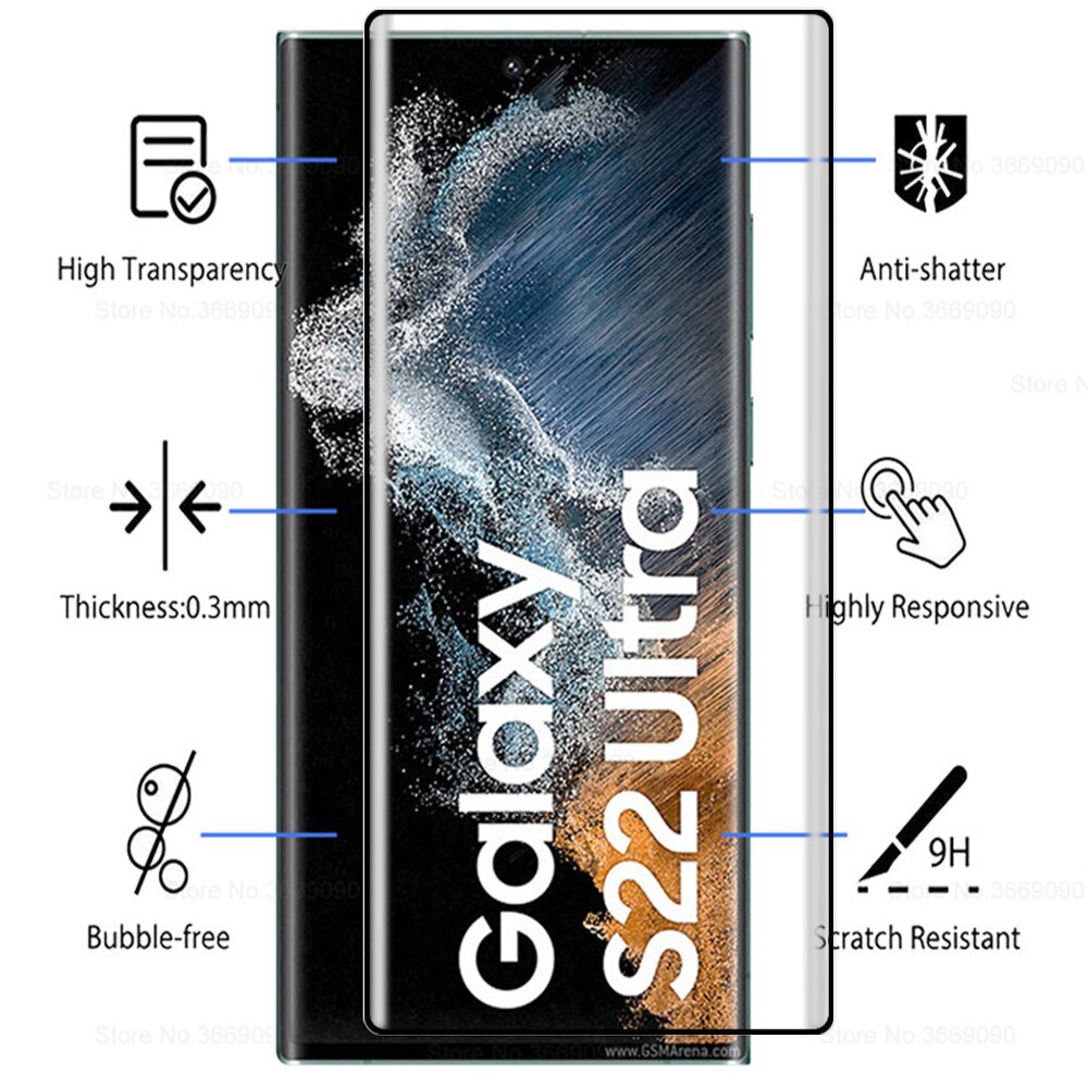 S22 ultra-glas-vollbild-displayschutzfolien aus gehärtetem glas für samsung galaxy  s 22 s22 ultra und  s22 plus 5g inklusive kamera-linsenabdeckungen