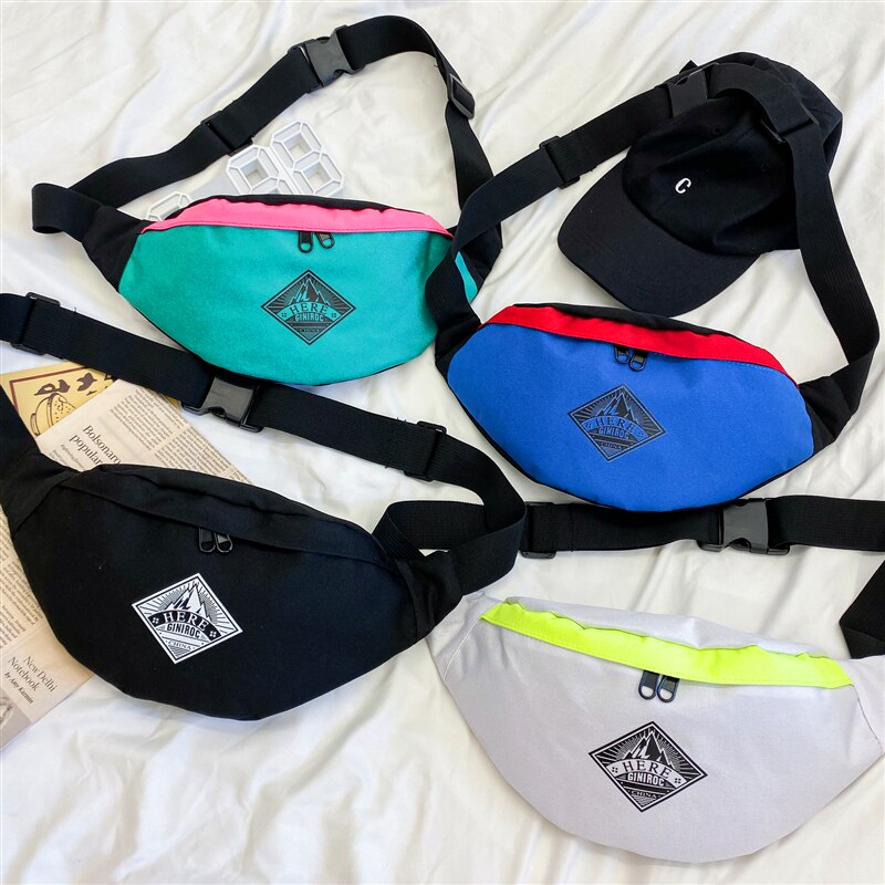 Mulheres Saco Da Cintura Da Lona Personalidade Moda Moda Modelos Ins Japonês Saco Peito Saco Do Mensageiro Do Ombro Esportes Hip Hop Rua