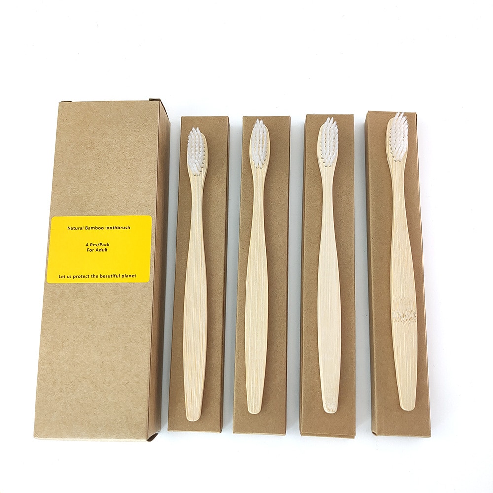 4Pcs Toothbrush Soft Bristle Wooden Tooth Brush Natural Bamboo Handle Dental Oral Care Eco Friendly Travel Tooth Brush: 1198-K-1