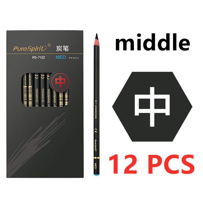12 pcs/box pencil 2B to 14B Full range of art pencils student painting pen sketch pen wooden charcoal pencil: A18