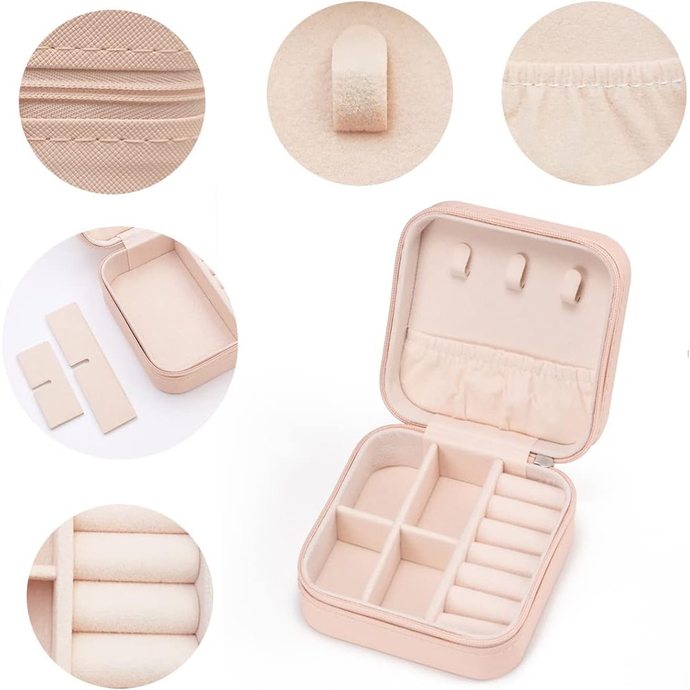 Mini soporte de almacenamiento de joyería portátil de viaje para anillos, pendientes, collares, pulseras, brazaletes, cajas organizadoras para niñas y mujeres