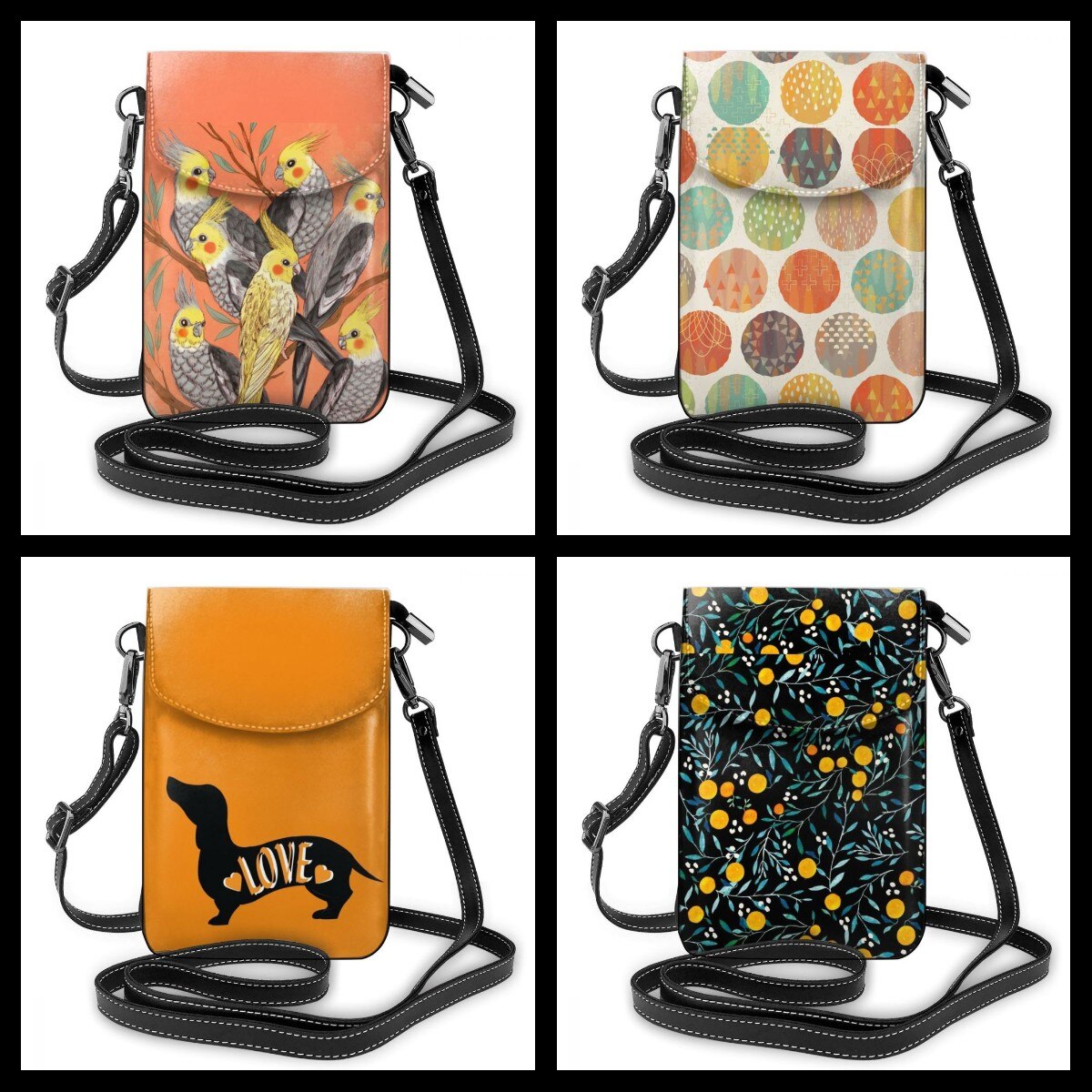 Oranje Schoudertas Oranje Cocktail Celestial Lederen Tas Multifunctionele Student Vrouwen Tas Patroon Crossbody Purse