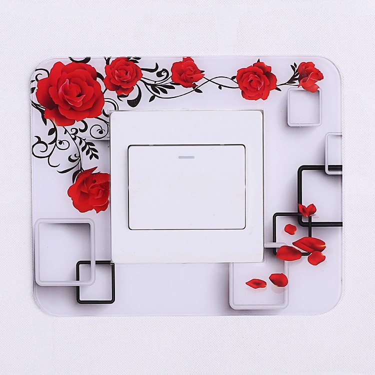 Pegatinas acrílicas para interruptor de enchufe, pegatinas de pared de estilo chino múltiple, decoración del hogar, sala de estar, placa de cubierta de interruptor de luz
