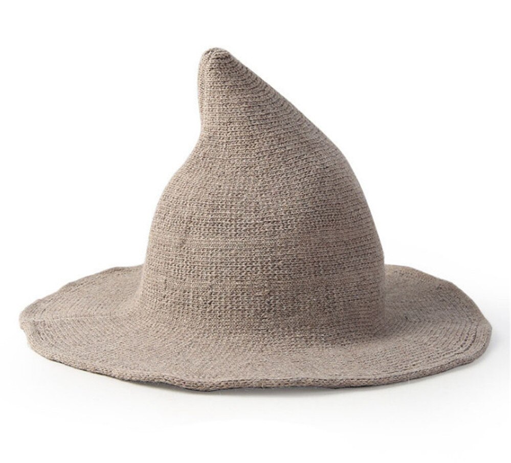 Sombrero de bruja negra para Halloween para mujer, accesorio de disfraz de , gorra con visera de , tejido de lana, acc005: khaki