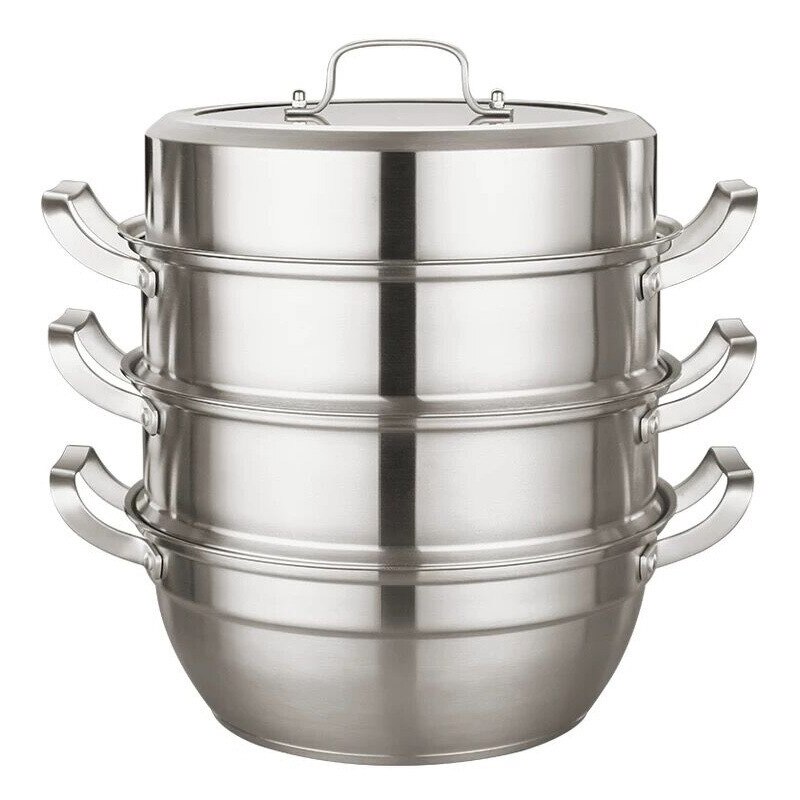 Steamer Pot Stainless Steel 304 Thickening Pot Soup Multi-Layer Steam Pot with Cover General Use for Gas Induction Cooker