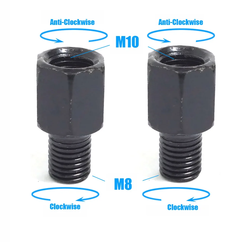 Coppia adattatori per specchietti moto neri M10 10MM M8 8MM Specchi retrovisori Conversione bullone in senso orario Anti-orologio Destra Sinistra filettatura: Cachi