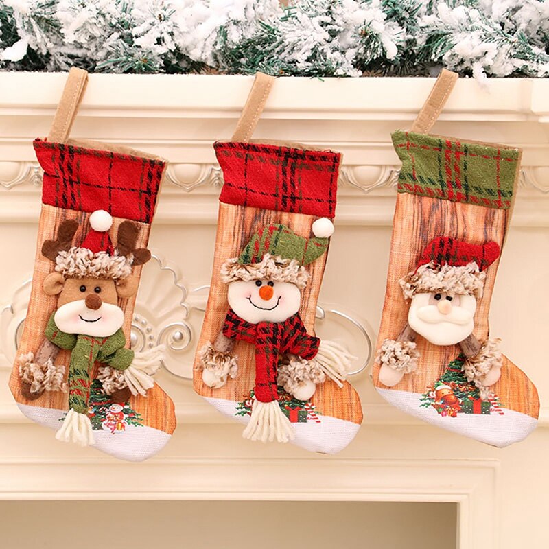 3 Pcs Kerstsok Kerstman Candy Sok Bag Xmas Tree Opknoping Decor