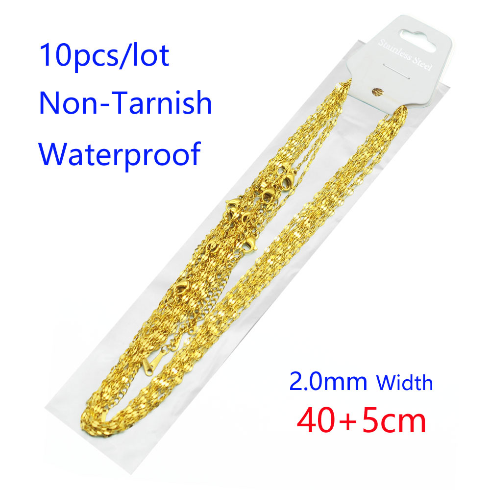 10pcs/Lot 304 Stainless Steel Cable Link Rope Chain Necklace for DIY Jewelry Making Silver Gold Color O Chains Choker Necklaces