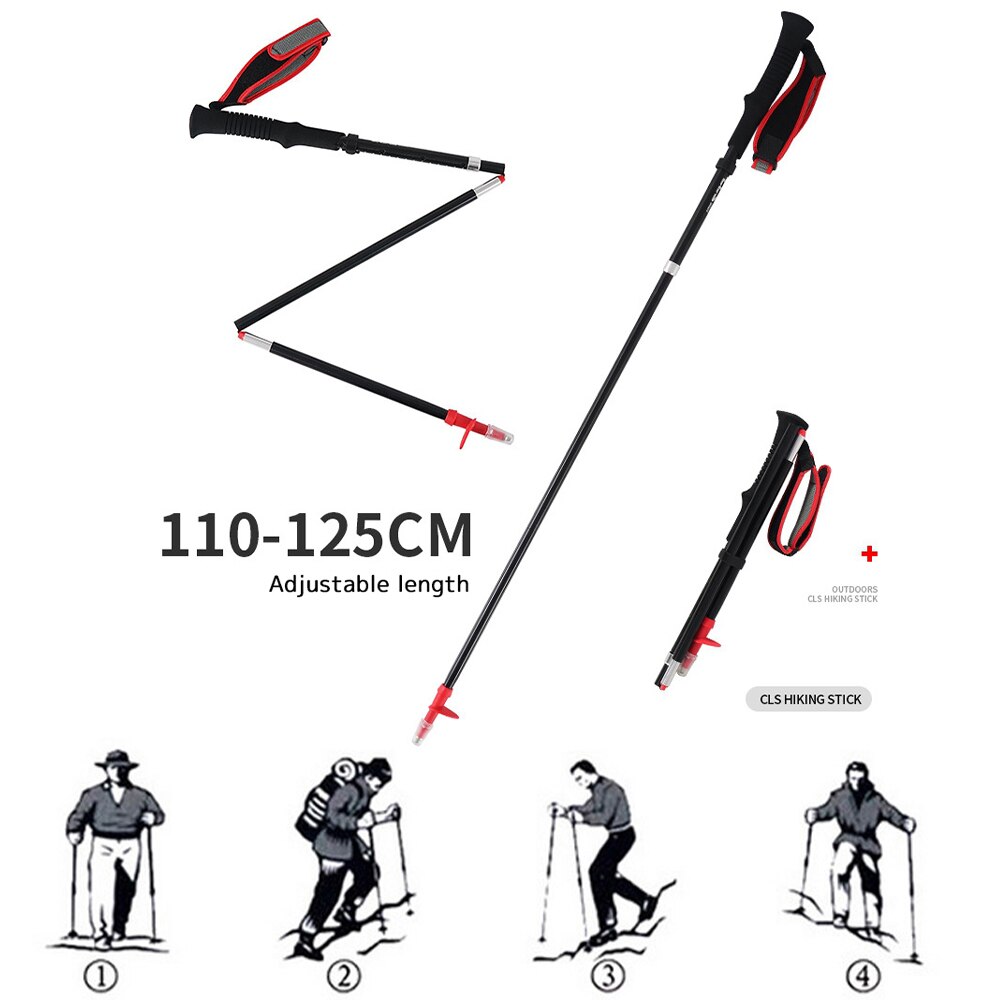 Portable Walking Stick Ultralight Telescopic Baton Folding Trekking Pole Adjustable Climbing Stick Hiking Poles Walking Cane
