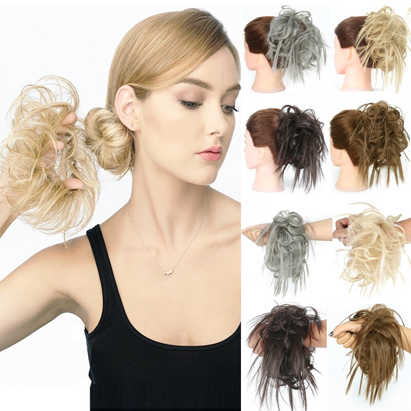 Werd Rommelig Haar Ring Fiber Synthetische Hittebestendige Pruik Broodje Krullend Elastische Haarband Dames Mode Haar Ring Natuurlijke Pruik