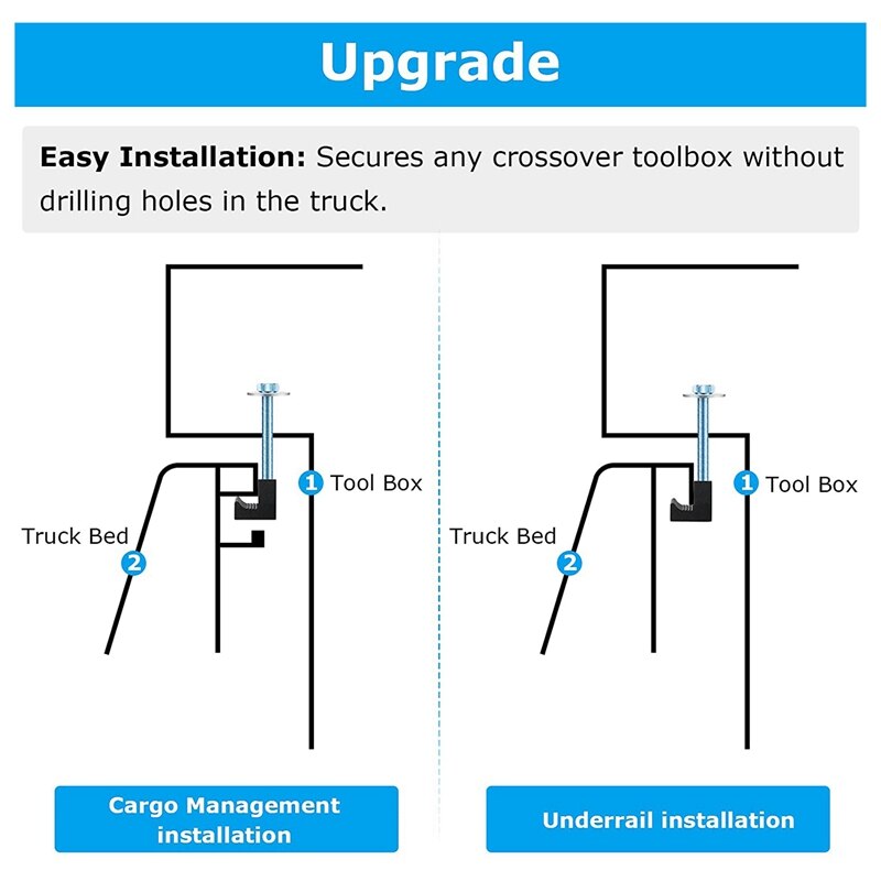 8 Pieces Truck Tool Box Mounting Kit Black J Hook Crossover Tool Box Tie Down Pickup J Hook Truck Tool Box Accessories