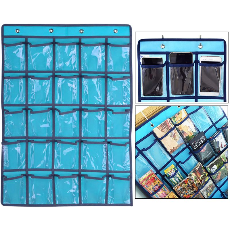 25 Clear Pockets Classroom Pocket Chart For Teacher Cell Phones Holder Door Hanging Calculator Organizer