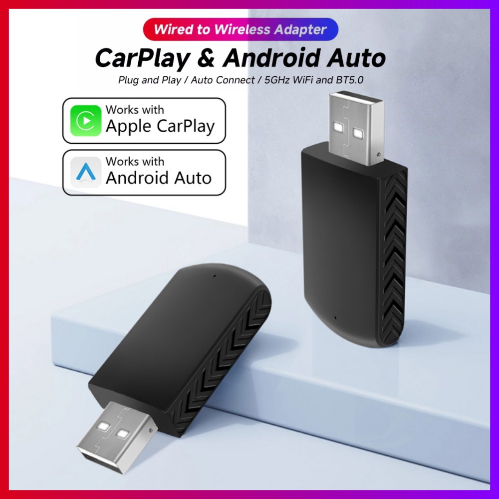 Carplay trådlös 2 in adapter minibox wifi snabb anslutning trådbunden till trådlös android auto för 1 /typ c dongle plug and play