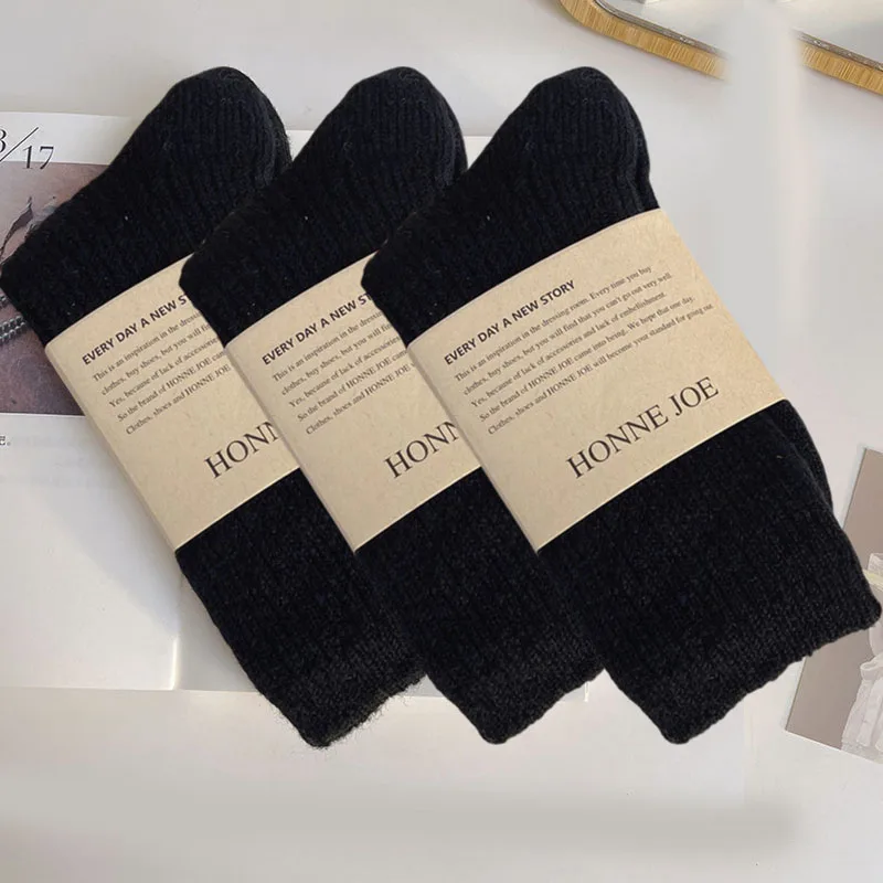 1/3 pares de Calcetines largos térmicos de lana y Cachemira para Mujer, ropa de casa para dormir, Calcetines gruesos y cálidos para Otoño e Invierno, Calcetines para Mujer: Verde