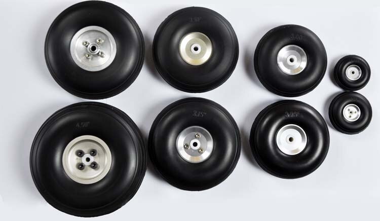 1 Pair Of Fixed Wing RC Airplane PU Wheels With Aluminum Hub 4.5" / 114.3mm