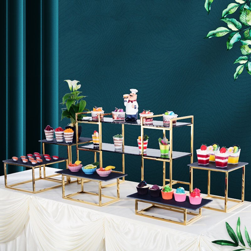 Dessert Fruit Cake Stand Metal Afternoon Tea Wedding Luxury Modern Candy Cake Display Stand Serving Plateau Tableware DG50TD