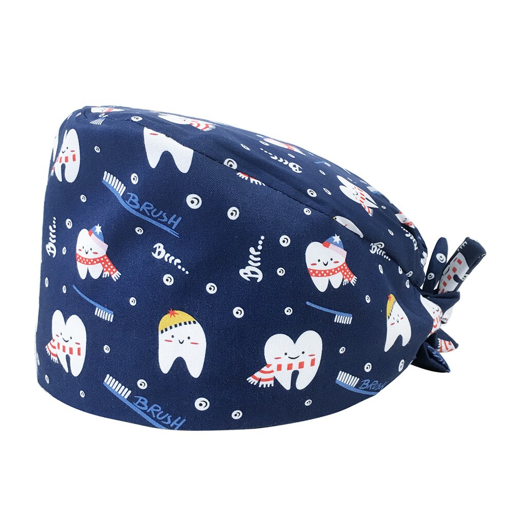 Prijs Unisex Cartoon Tand Afdrukken Scrubs Caps Verstelbare Lab Caps Katoen Vrouwelijke Leuke Scrubs Hoed Huisdier Schoonheid Werk Hoeden: 22151